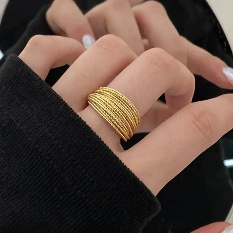 Vintage Matte Frost Ring – Gold Zircon