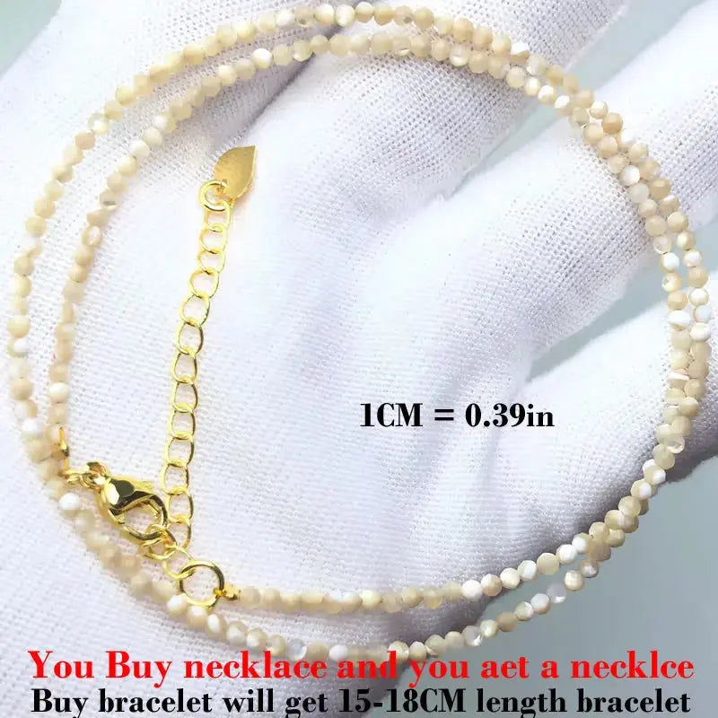 ⭐ Mini Natural Stone Beads Necklace – 2mm Faceted Choker