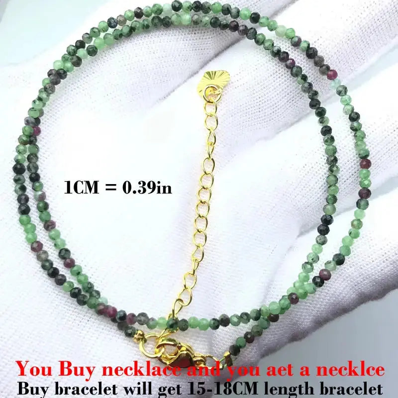 ⭐ Mini Natural Stone Beads Necklace – 2mm Faceted Choker