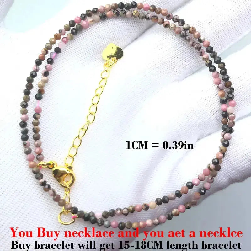 ⭐ Mini Natural Stone Beads Necklace – 2mm Faceted Choker