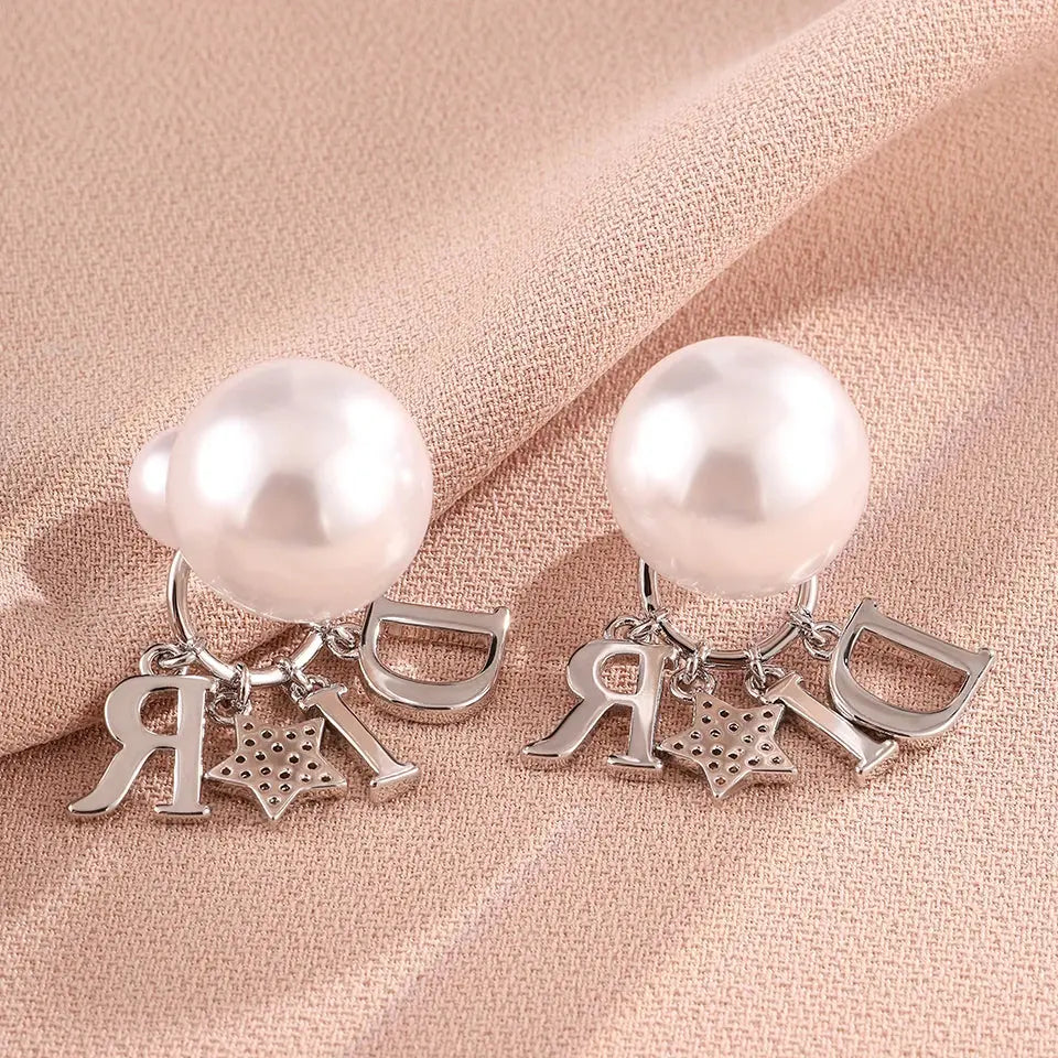 ⭐ Elegant Pearl & Star Earrings – Fashion Jewelry
