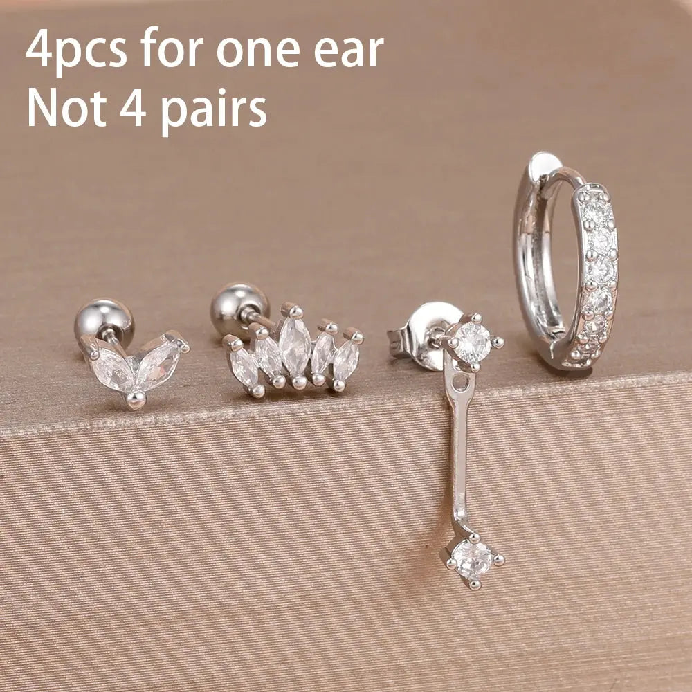 4-Piece Gold Huggie Hoop & Stud Set – Stainless Steel