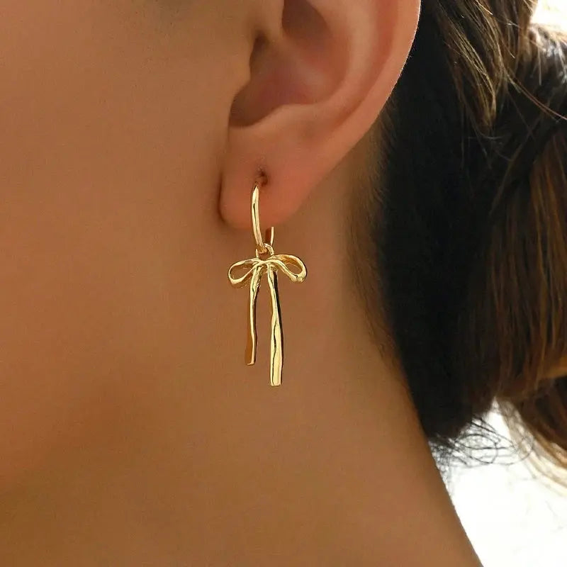 Luxury Gold Bow Tassel Earrings