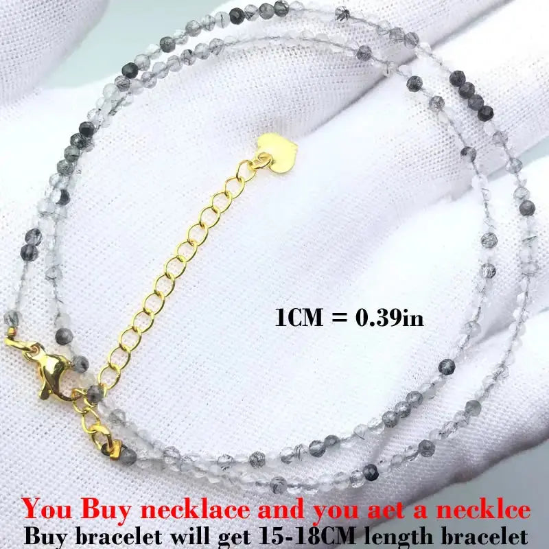 ⭐ Mini Natural Stone Beads Necklace – 2mm Faceted Choker