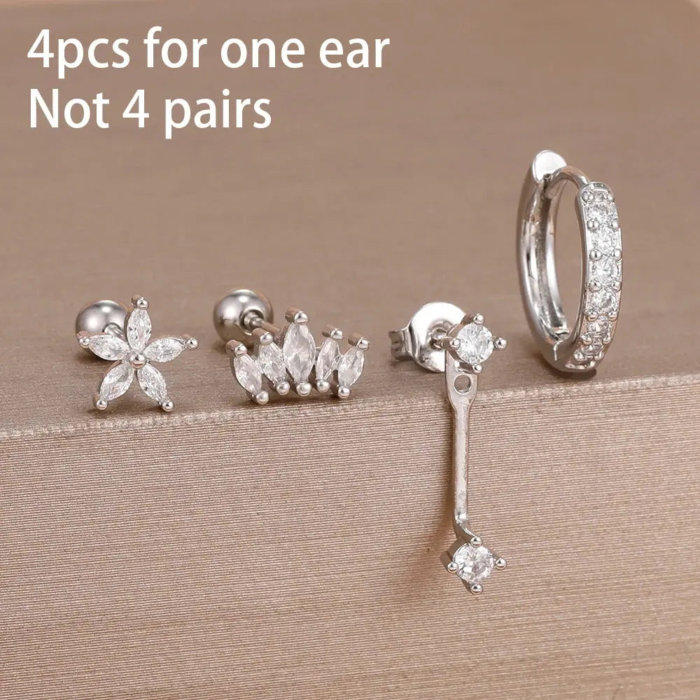 4-Piece Gold Huggie Hoop & Stud Set – Stainless Steel