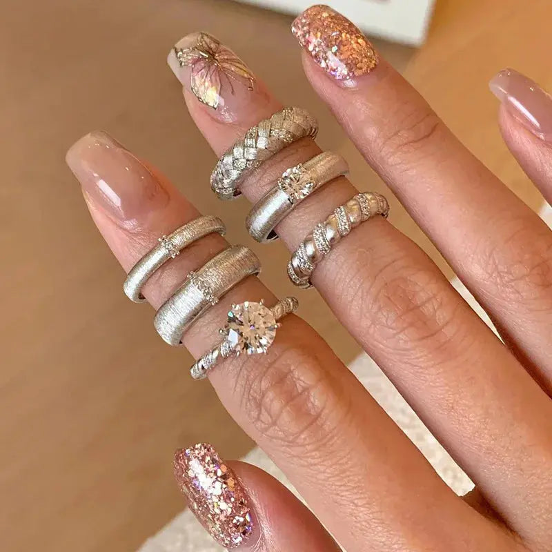 Vintage Matte Frost Ring – Gold Zircon