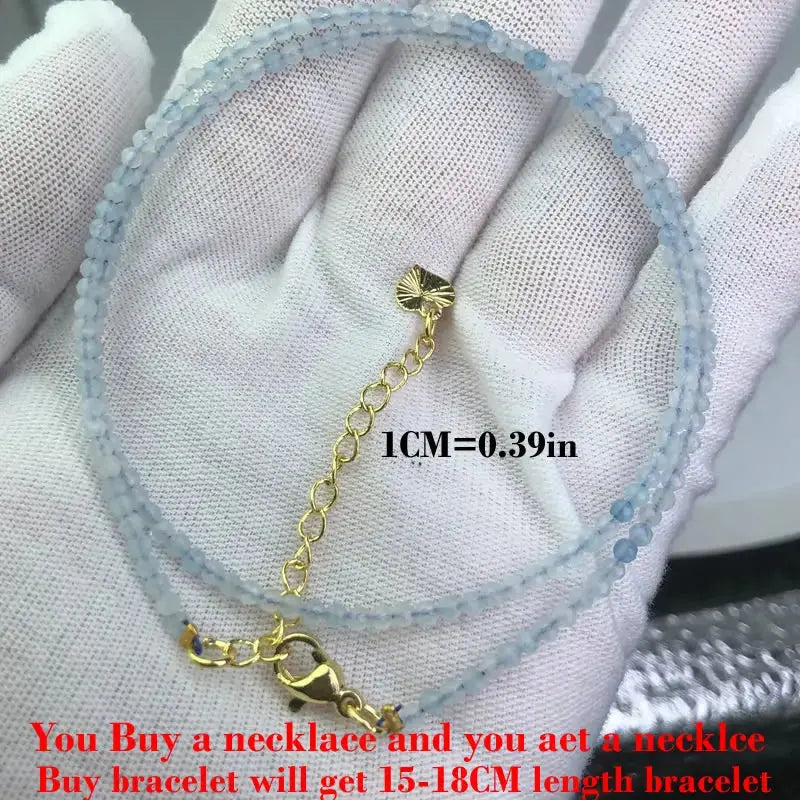 ⭐ Mini Natural Stone Beads Necklace – 2mm Faceted Choker