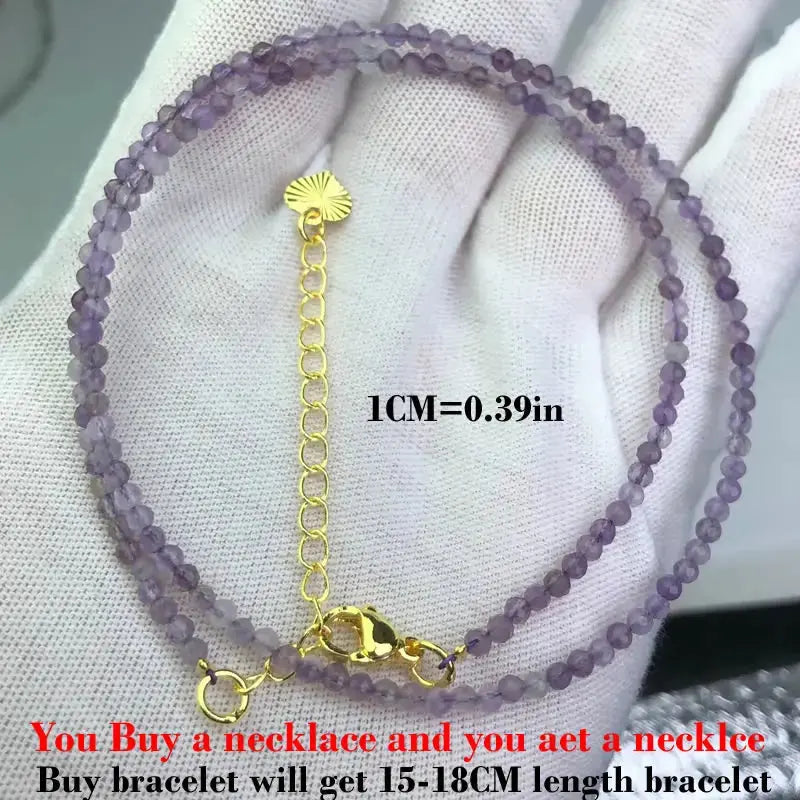 ⭐ Mini Natural Stone Beads Necklace – 2mm Faceted Choker