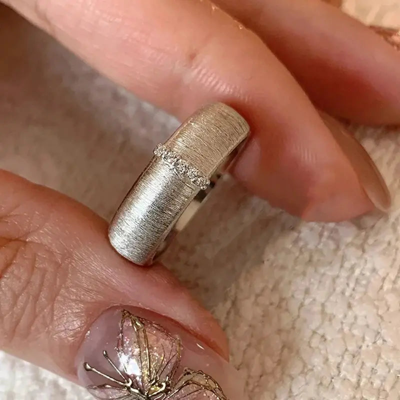 Vintage Matte Frost Ring – Gold Zircon