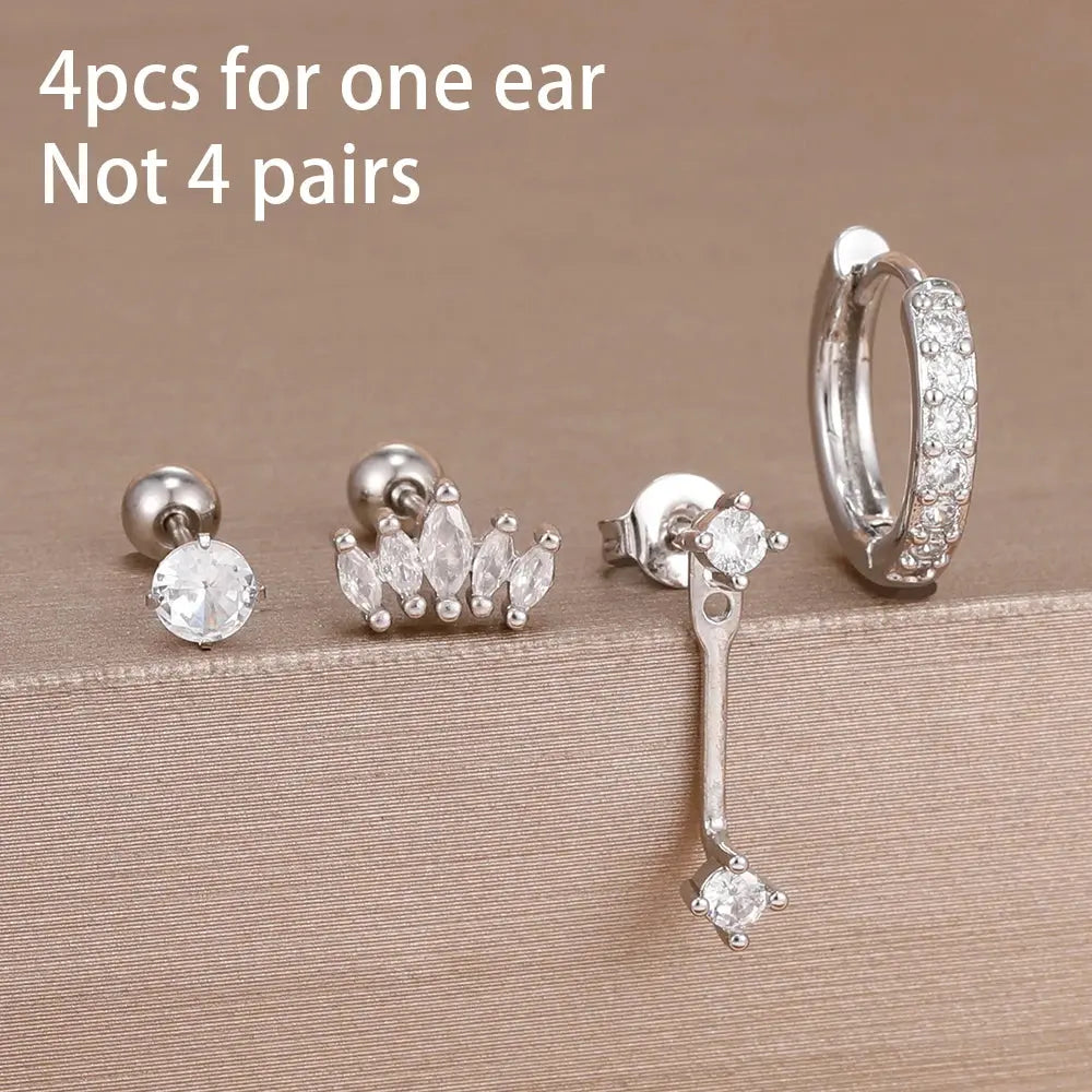 4-Piece Gold Huggie Hoop & Stud Set – Stainless Steel