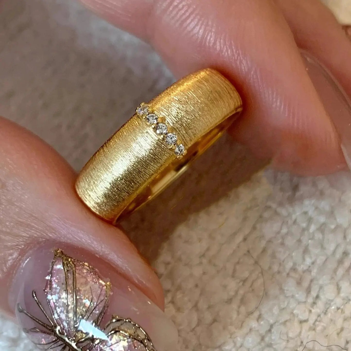 Vintage Matte Frost Ring – Gold Zircon