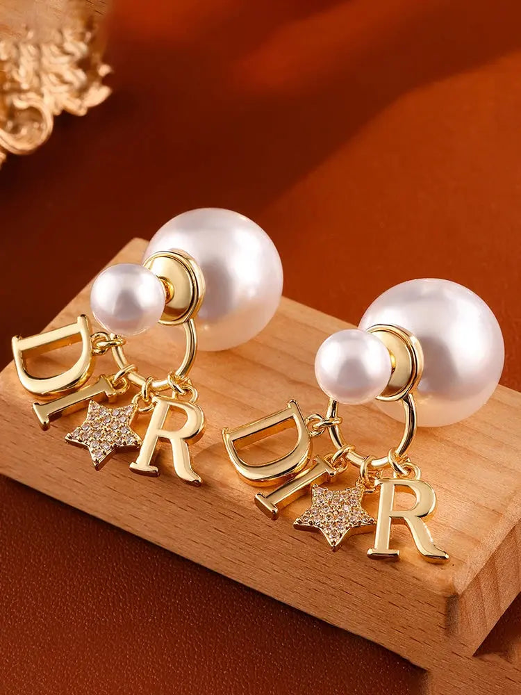 ⭐ Elegant Pearl & Star Earrings – Fashion Jewelry