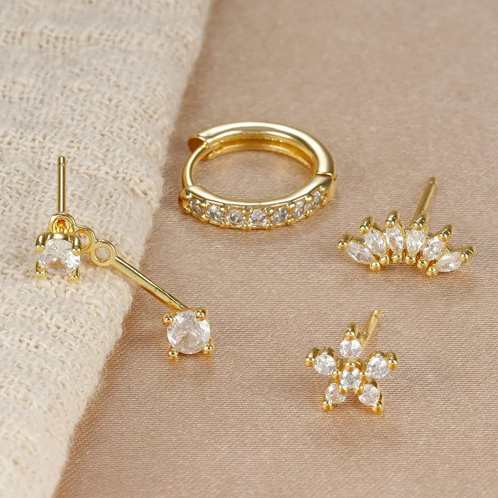 4-Piece Gold Huggie Hoop & Stud Set – Stainless Steel