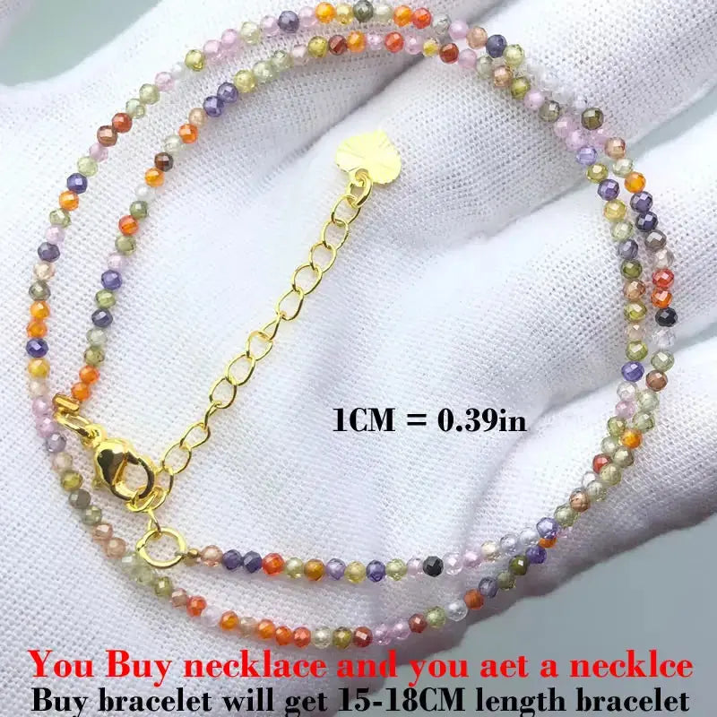 ⭐ Mini Natural Stone Beads Necklace – 2mm Faceted Choker