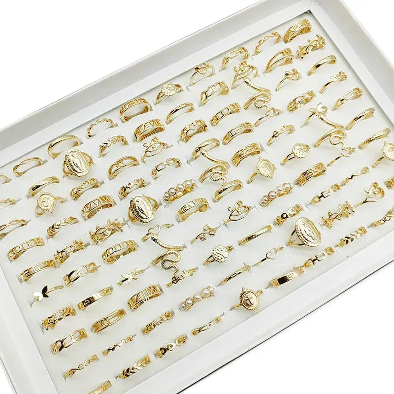 Gold Minimalist Ring Set – 30 Pieces