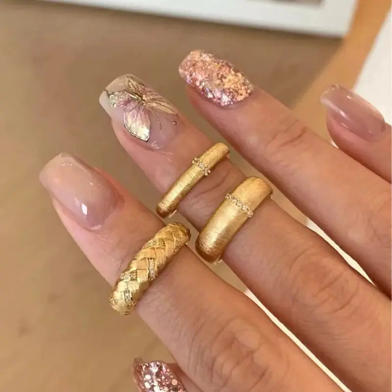 Vintage Matte Frost Ring – Gold Zircon