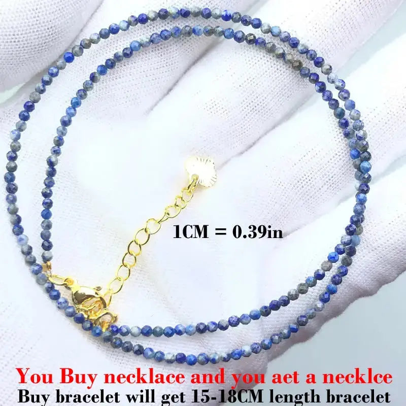 ⭐ Mini Natural Stone Beads Necklace – 2mm Faceted Choker