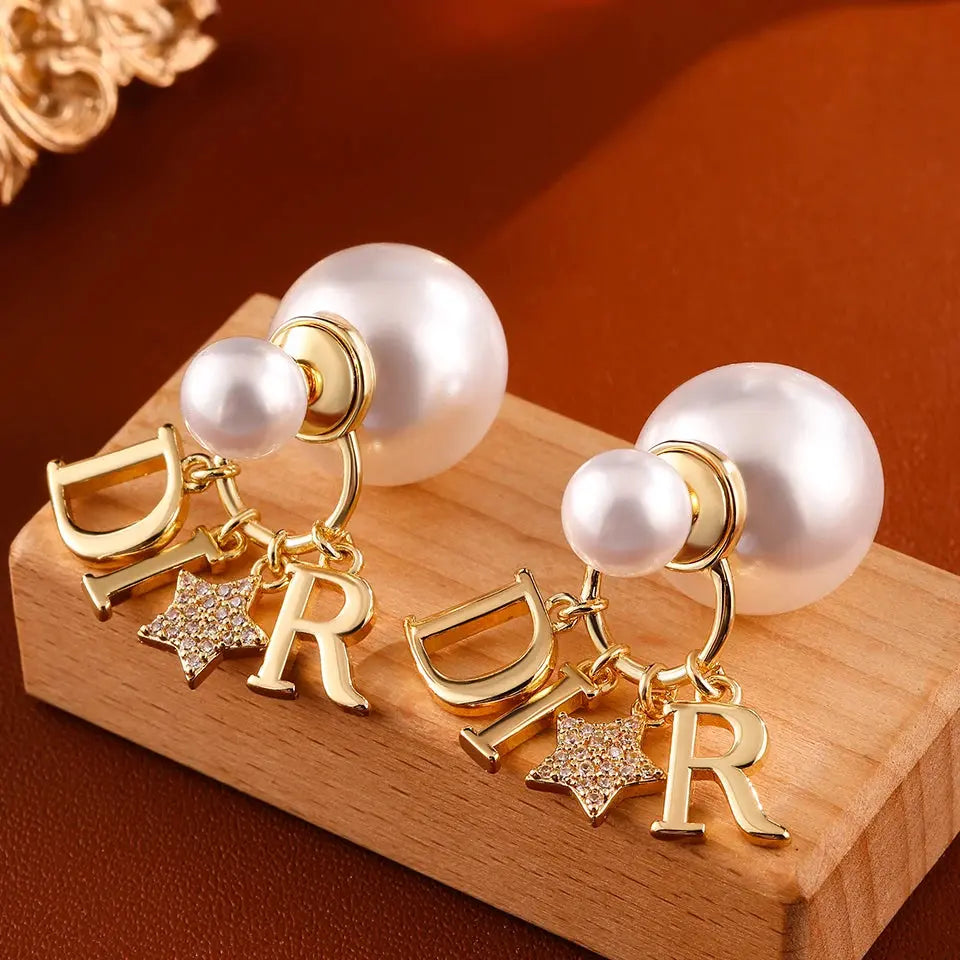 ⭐ Elegant Pearl & Star Earrings – Fashion Jewelry