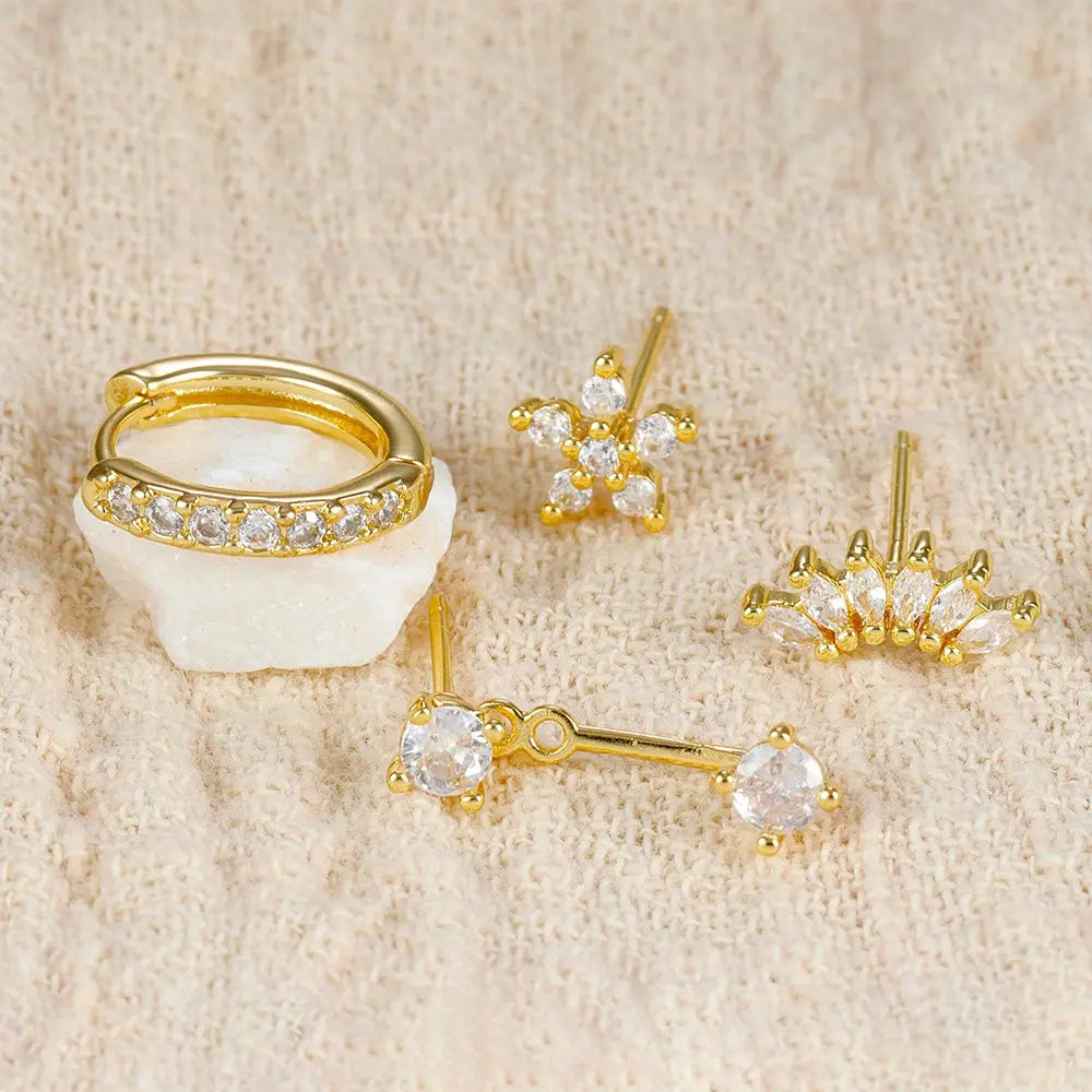 4-Piece Gold Huggie Hoop & Stud Set – Stainless Steel