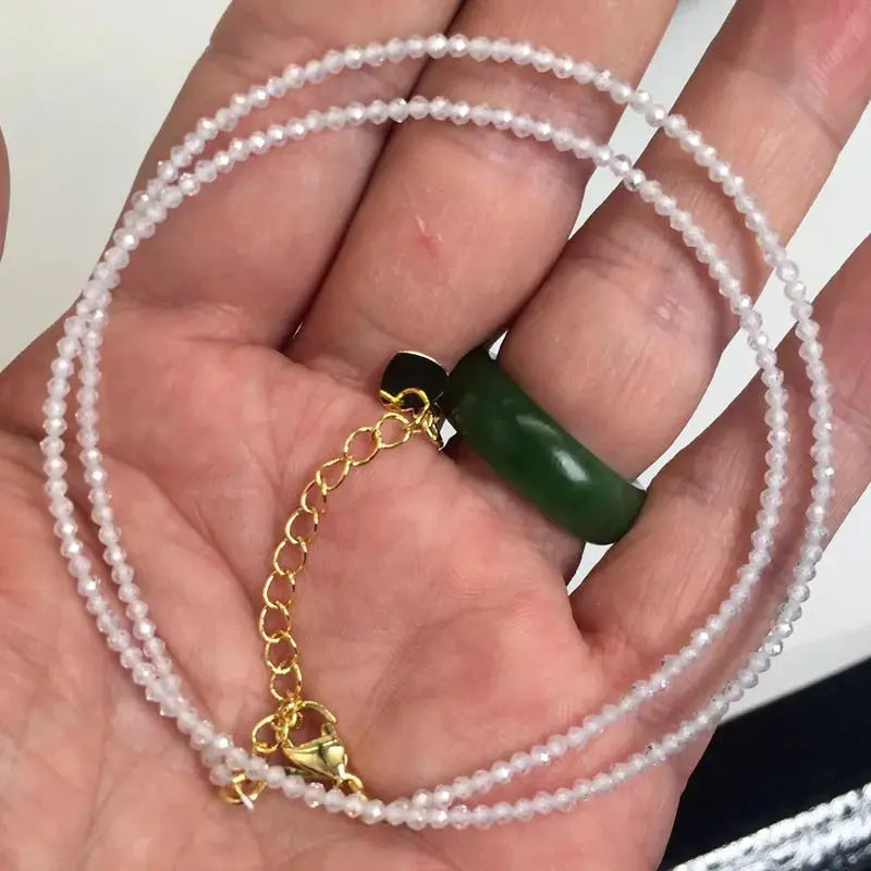⭐ Mini Natural Stone Beads Necklace – 2mm Faceted Choker