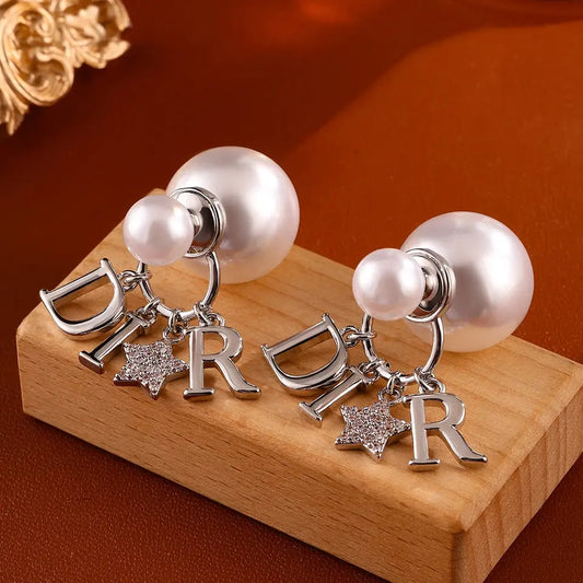 ⭐ Elegant Pearl & Star Earrings – Fashion Jewelry