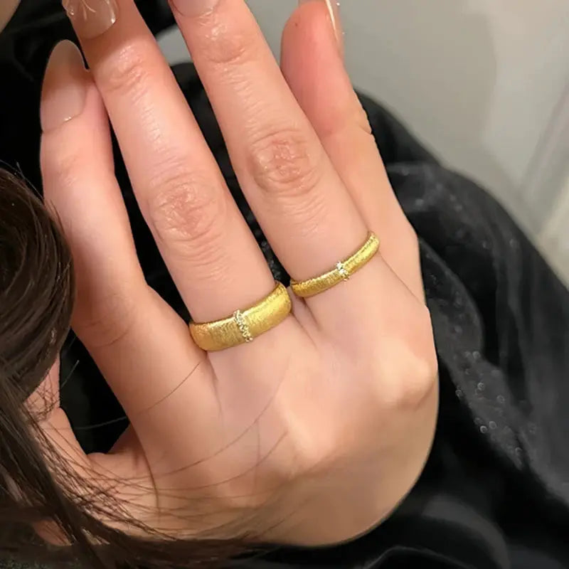 Vintage Matte Frost Ring – Gold Zircon