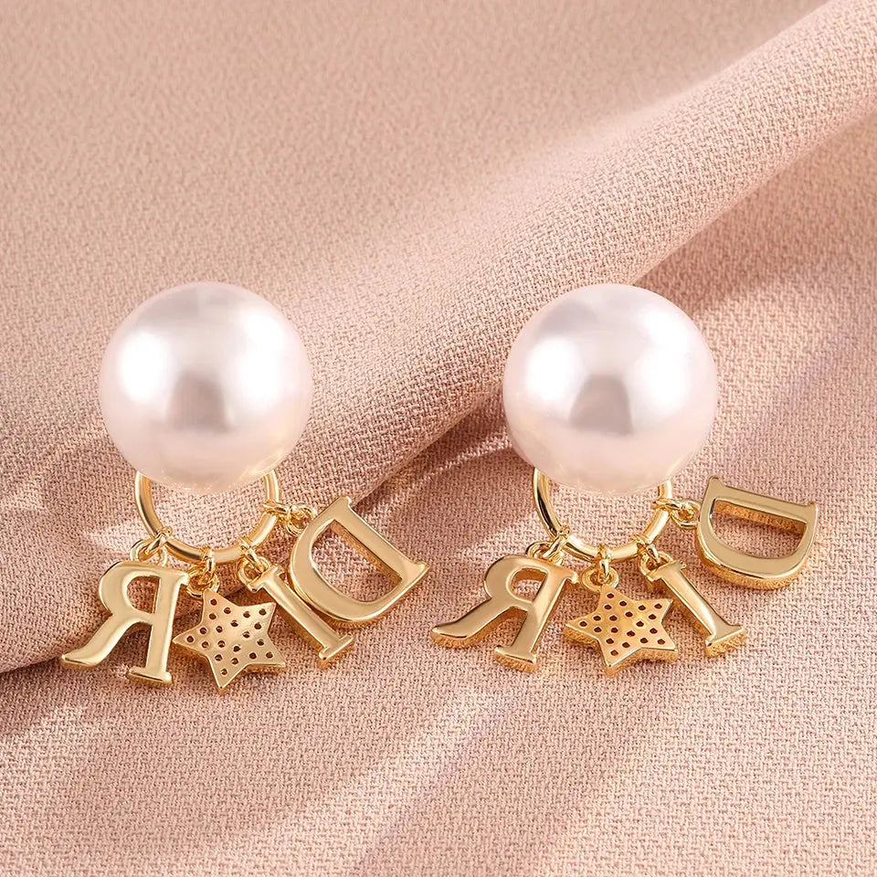 ⭐ Elegant Pearl & Star Earrings – Fashion Jewelry