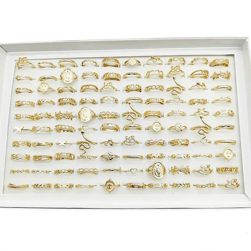 Gold Minimalist Ring Set – 30 Pieces