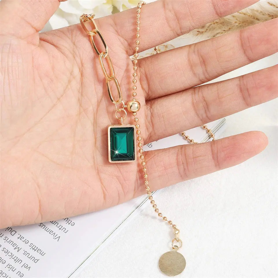 ⭐ Emerald Duo-Layer Gold Necklace