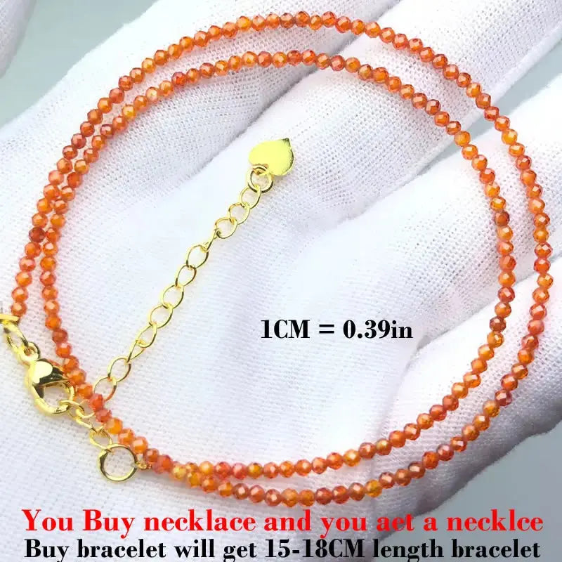 ⭐ Mini Natural Stone Beads Necklace – 2mm Faceted Choker