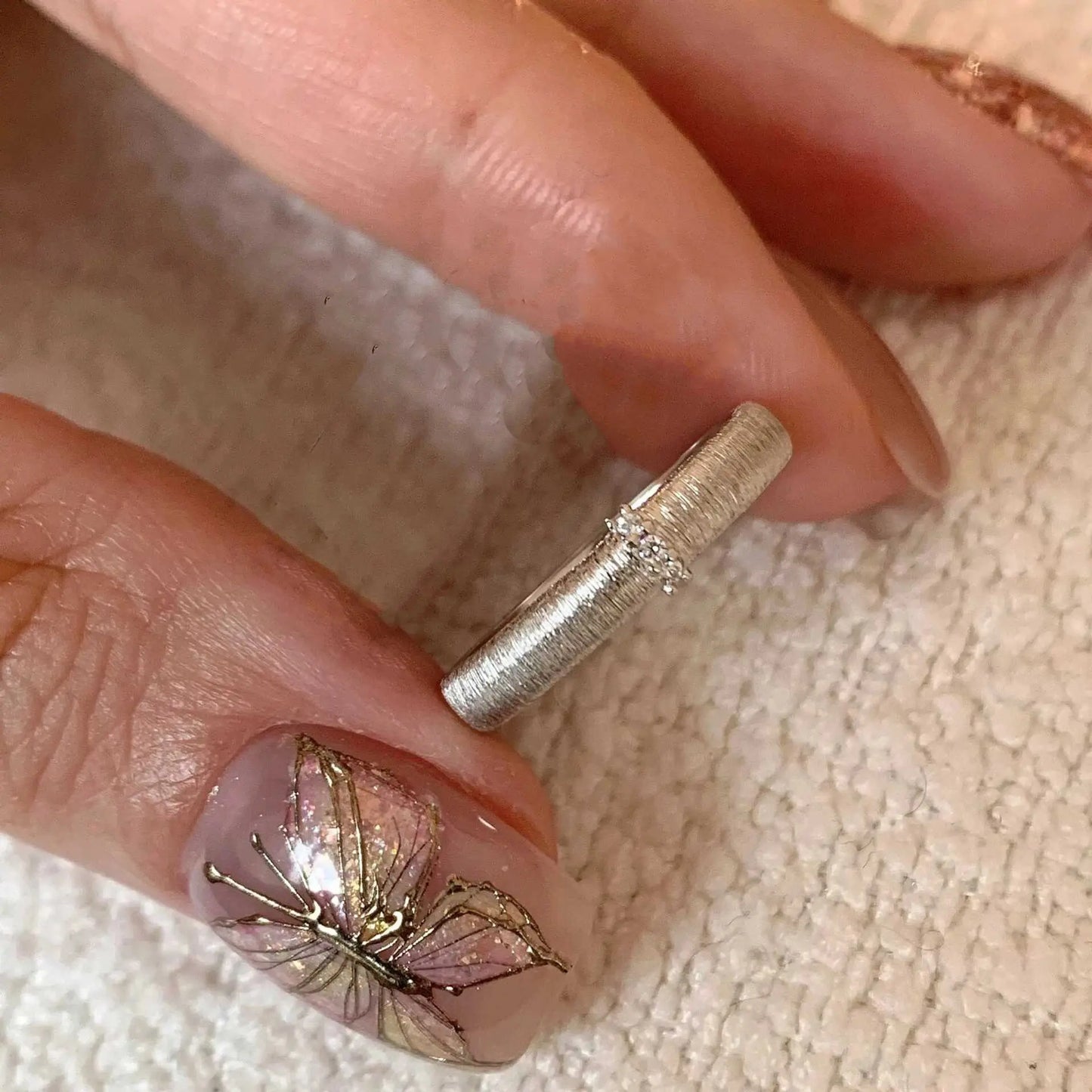 Vintage Matte Frost Ring – Gold Zircon