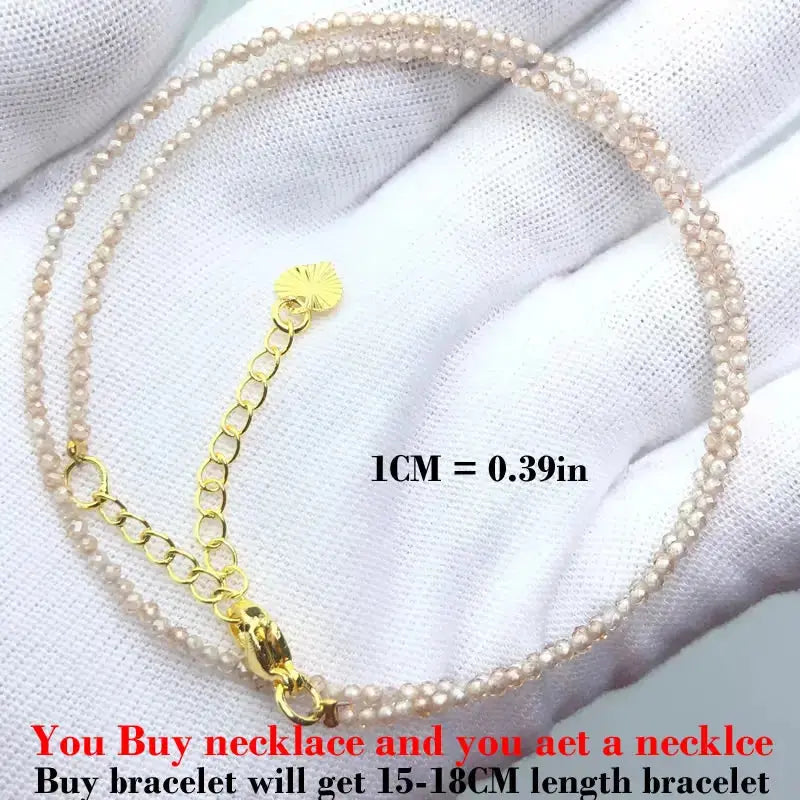 ⭐ Mini Natural Stone Beads Necklace – 2mm Faceted Choker