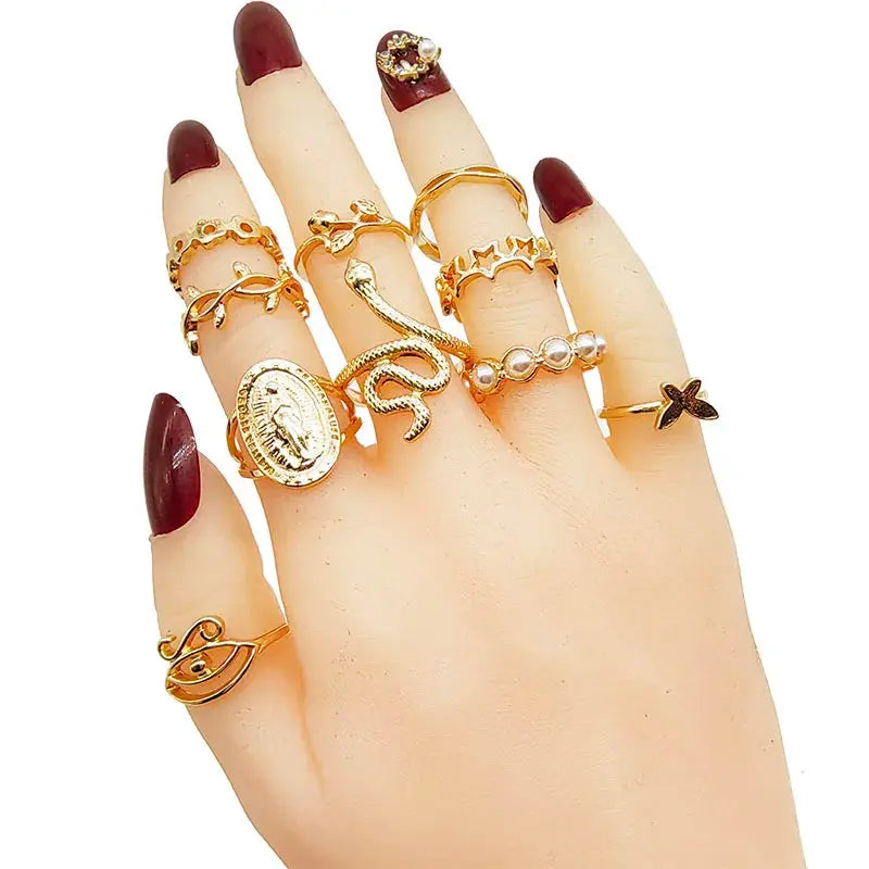 Gold Minimalist Ring Set – 30 Pieces