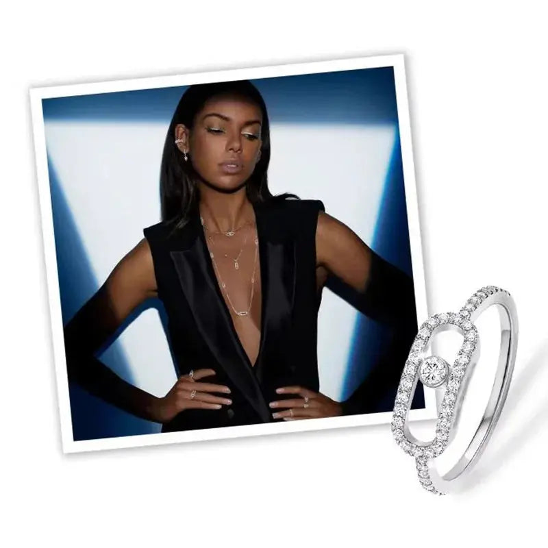 ⭐ Luxury Geometric Zircon Cuff Bracelet – Stainless Steel