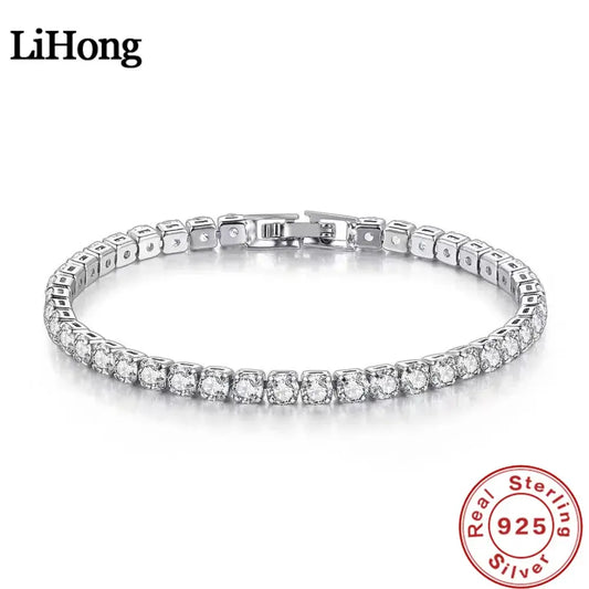 ⭐ S925 Sterling Silver Tennis Bracelet – 4mm Zircon Shine
