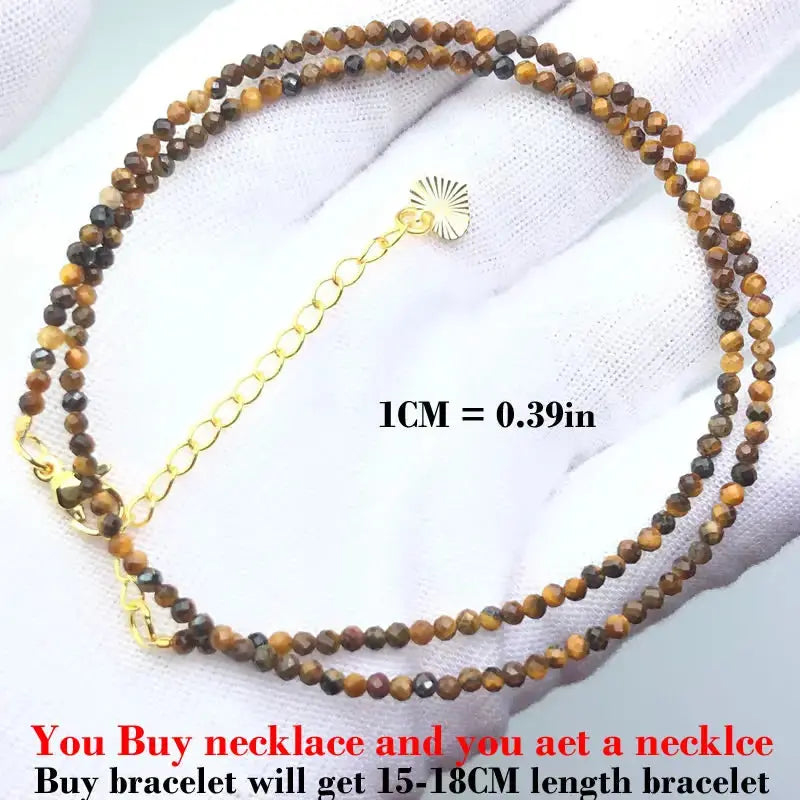 ⭐ Mini Natural Stone Beads Necklace – 2mm Faceted Choker