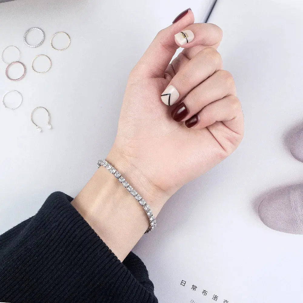 ⭐ S925 Sterling Silver Tennis Bracelet – 4mm Zircon Shine