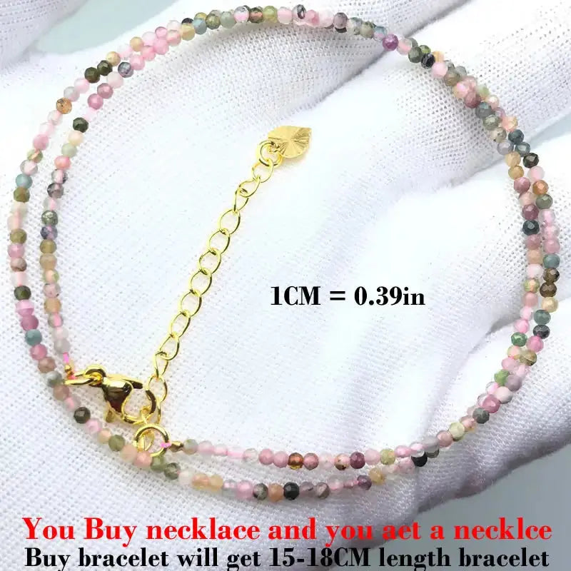 ⭐ Mini Natural Stone Beads Necklace – 2mm Faceted Choker