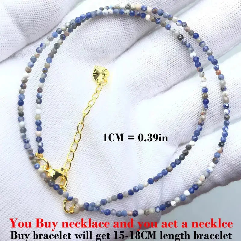 ⭐ Mini Natural Stone Beads Necklace – 2mm Faceted Choker