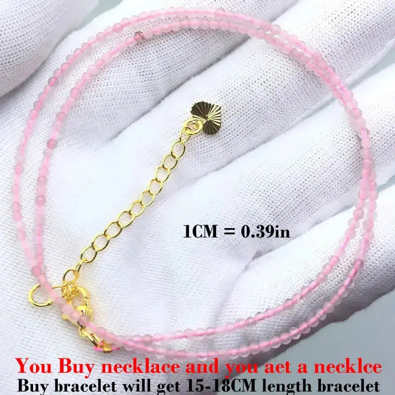 ⭐ Mini Natural Stone Beads Necklace – 2mm Faceted Choker