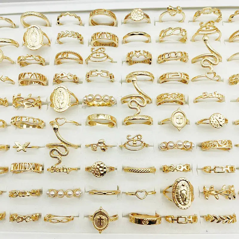 Gold Minimalist Ring Set – 30 Pieces