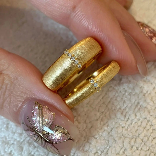 Vintage Matte Frost Ring – Gold Zircon